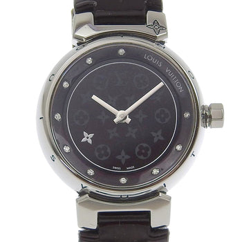 Louis Vuitton Watches Quartz Q12M3 Stainless Steel, Monogram Vernis Wine-Red Disc Dearmon Pm