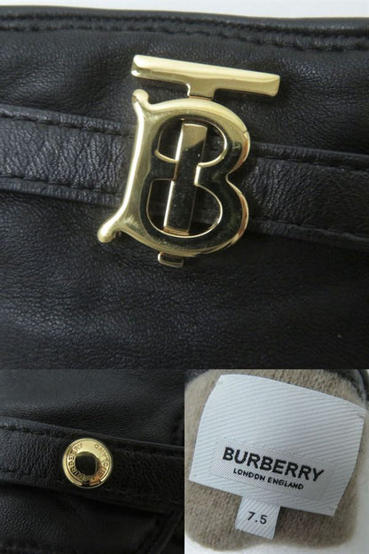 Burberry Gloves Lambskin Black X Gold Women 7.5