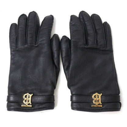 Burberry Gloves Lambskin Black X Gold Women 7.5