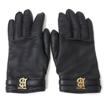 Burberry Gloves Lambskin Black X Gold Women 7.5