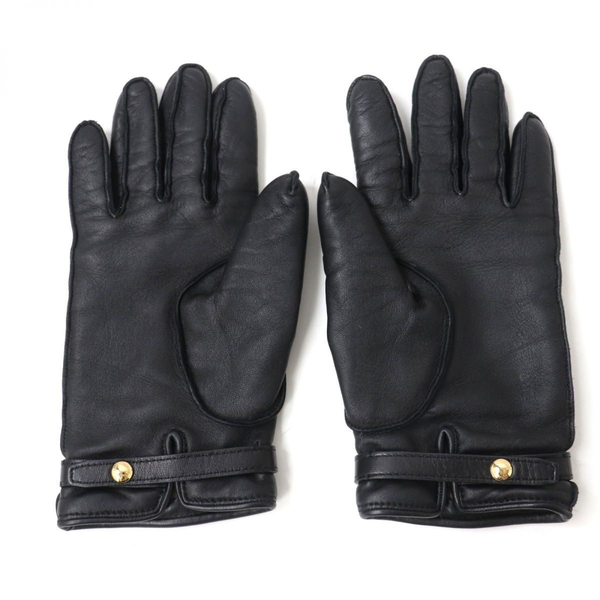 Burberry Gloves Lambskin Black X Gold Women 7.5