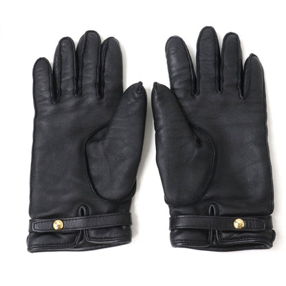 Burberry Gloves Lambskin Black X Gold Women 7.5