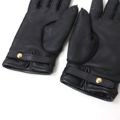 Burberry Gloves Lambskin Black X Gold Women 7.5