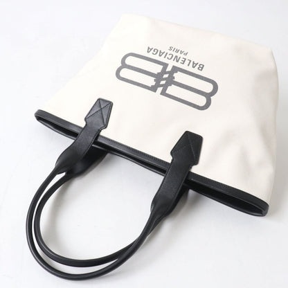 Balenciaga Tote Bag 692068 Canvas, Leather White X Black Jumbo Small Tote Bag Women