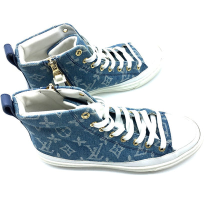 Louis Vuitton Sneakers 1A4Vt4 Monogram Denim Blue X White Monogram Denim Stellar Line Sneakers 35