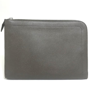 Hermes Clutch Bag Epsom Gray Type L-Shaped Fastener Zip Computer