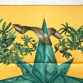 Hermes Scarf Silk Yellow X Green Carre90 Passiflores Passion Flower Women