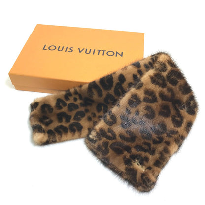 Louis Vuitton Scarf M72245 Fur, Silk Brown X Pink Leopard Leopard Print Leopard Escharpe Vizon Women