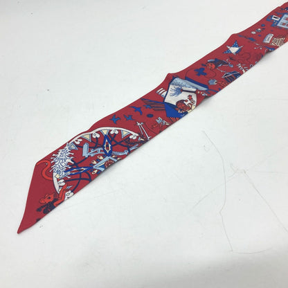 Hermes Scarf Silk Red Animal Women