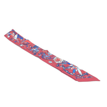 Hermes Scarf Silk Red Animal Women