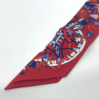 Hermes Scarf Silk Red Animal Women