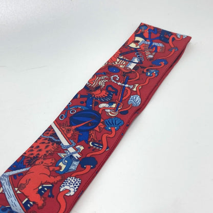 Hermes Scarf Silk Red Animal Women