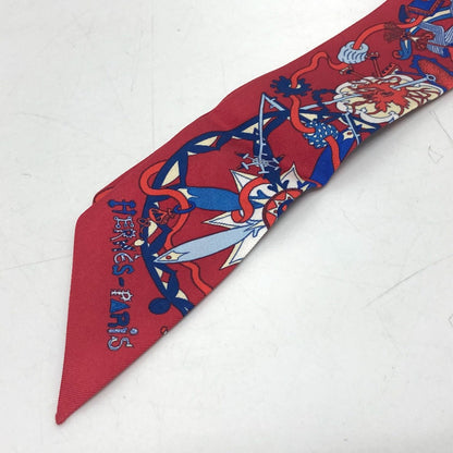 Hermes Scarf Silk Red Animal Women