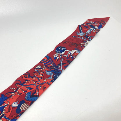 Hermes Scarf Silk Red Animal Women