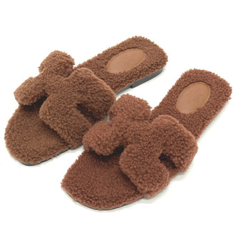 Hermes Sandals Sheepskin Brown Oran Women 36.5