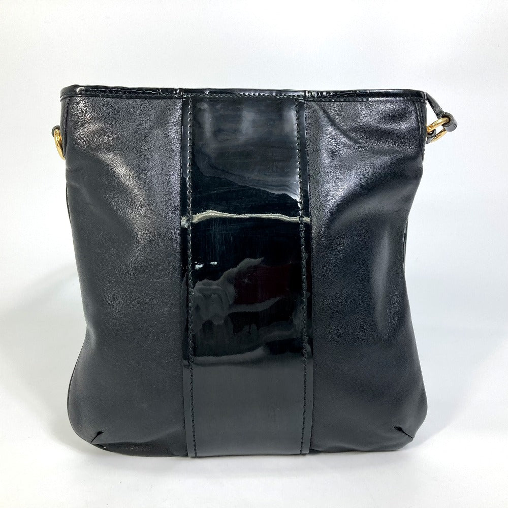 Salvatore Ferragamo Shoulder Bag Ee-21-E196 Enamel / Leather Black Vala Patent/Crossbody Women