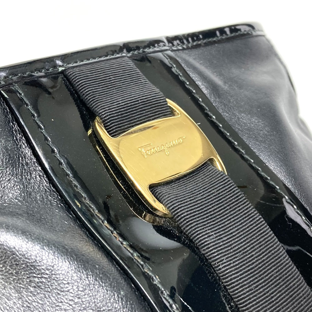 Salvatore Ferragamo Shoulder Bag Ee-21-E196 Enamel / Leather Black Vala Patent/Crossbody Women