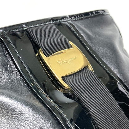 Salvatore Ferragamo Shoulder Bag Ee-21-E196 Enamel / Leather Black Vala Patent/Crossbody Women