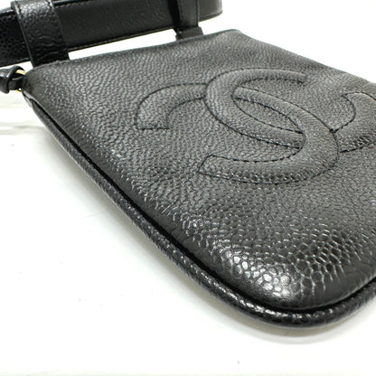 Chanel Pouch Caviar Skin Black Cc Coco Mark Waist Pouch Women 75/30