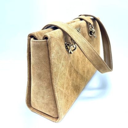 Chanel Shoulder Bag Suede Brown Cc Coco Mark Matrasse Women
