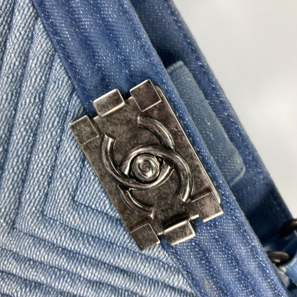 Chanel Tote Bag Canvas Blue Type Boy Chanel Vstitch Women