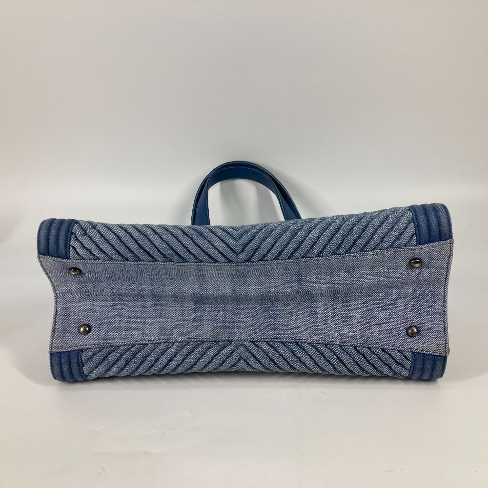 Chanel Tote Bag Canvas Blue Type Boy Chanel Vstitch Women