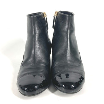 Chanel Boots G32239 Leather Black Cc Coco Mark Fake Pearl Women 35.5