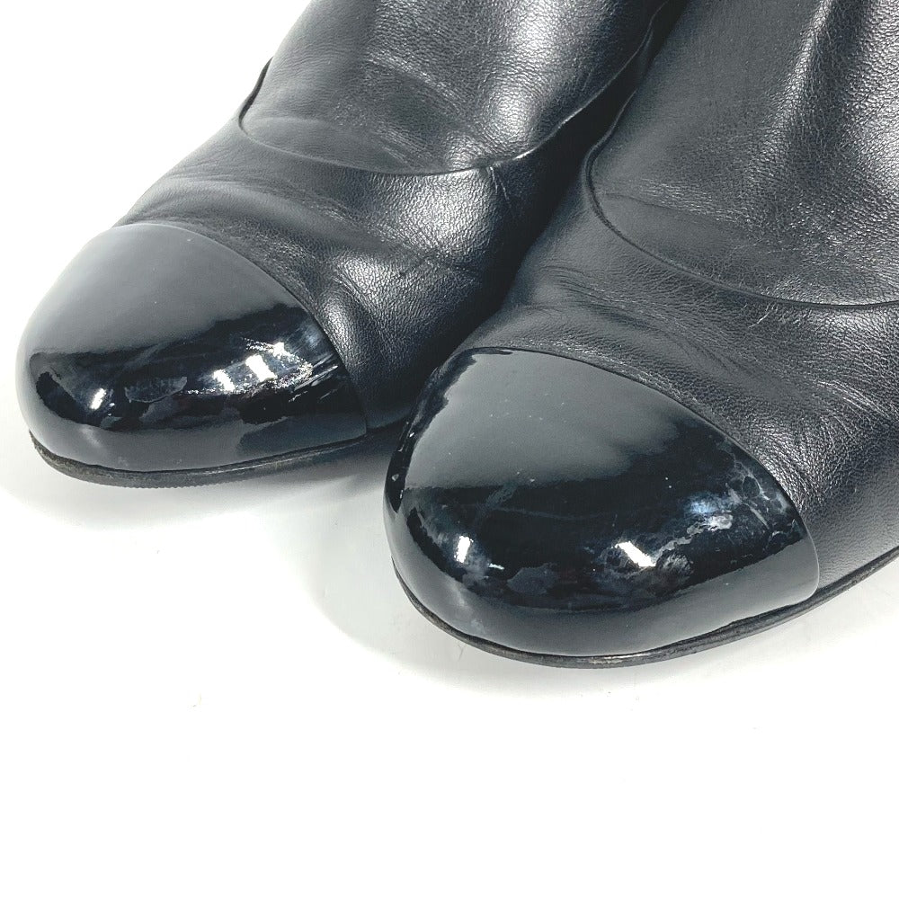 Chanel Boots G32239 Leather Black Cc Coco Mark Fake Pearl Women 35.5