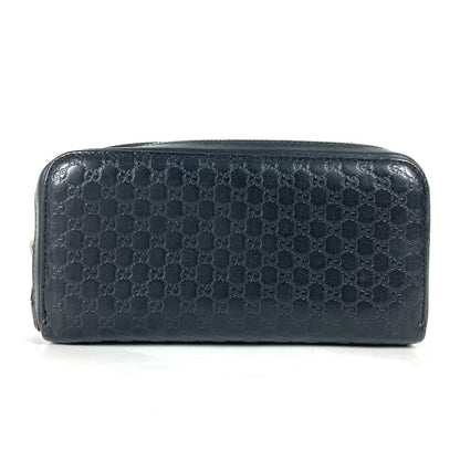 Gucci Long Wallet Purse 278635 Leather Black Gg Micro Guccisima Unisex(Unisex)
