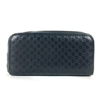 Gucci Long Wallet Purse 278635 Leather Black Gg Micro Guccisima Unisex(Unisex)