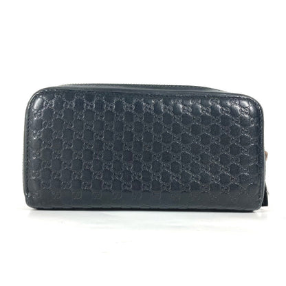 Gucci Long Wallet Purse 278635 Leather Black Gg Micro Guccisima Unisex(Unisex)