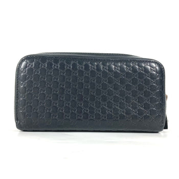 Gucci Long Wallet Purse 278635 Leather Black Gg Micro Guccisima Unisex(Unisex)