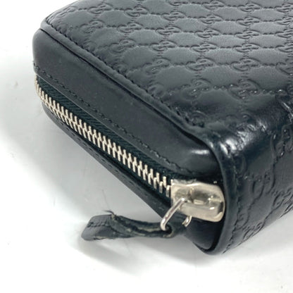 Gucci Long Wallet Purse 278635 Leather Black Gg Micro Guccisima Unisex(Unisex)