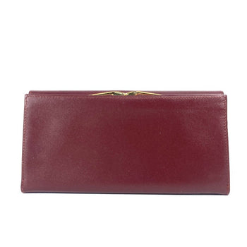 Cartier Long Wallet Purse Leather Bordeaux Must Line Logo Clasp 3-Fold Long Wallet Unisex(Unisex)