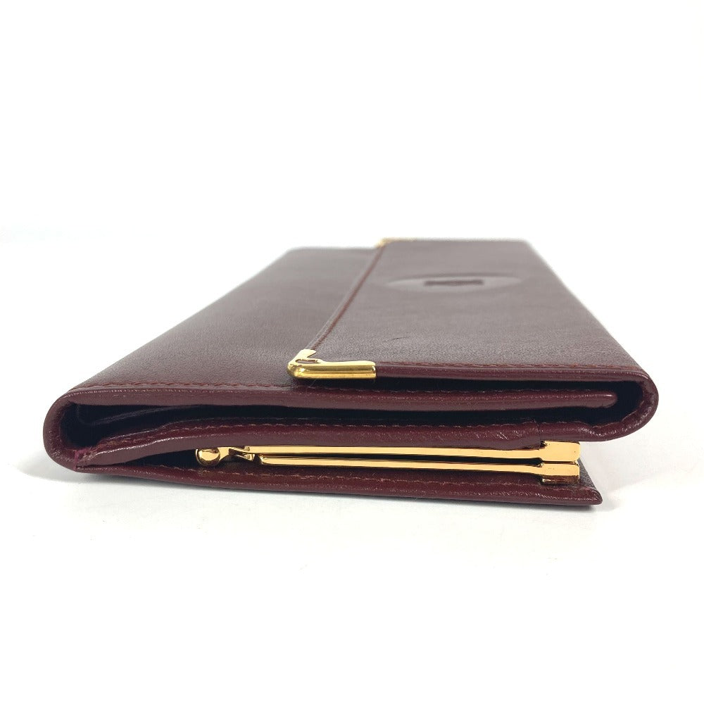 Cartier Long Wallet Purse Leather Bordeaux Must Line Logo Clasp 3-Fold Long Wallet Unisex(Unisex)
