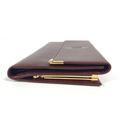 Cartier Long Wallet Purse Leather Bordeaux Must Line Logo Clasp 3-Fold Long Wallet Unisex(Unisex)