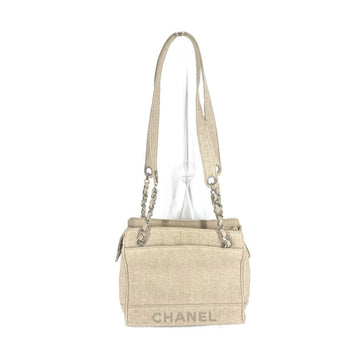 Chanel Shoulder Bag Canvas Beige Vintage Cc Coco Mark