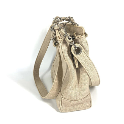 Chanel Shoulder Bag Canvas Beige Vintage Cc Coco Mark
