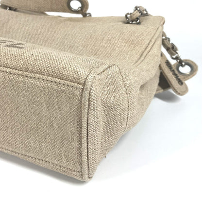 Chanel Shoulder Bag Canvas Beige Vintage Cc Coco Mark