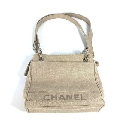 Chanel Shoulder Bag Canvas Beige Vintage Cc Coco Mark