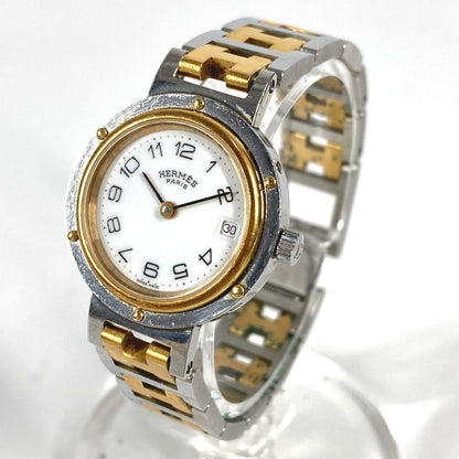 Hermes Watches Quartz Stainless Steel/Gold Plated Silver Vintage Clipper Clipper White Dial