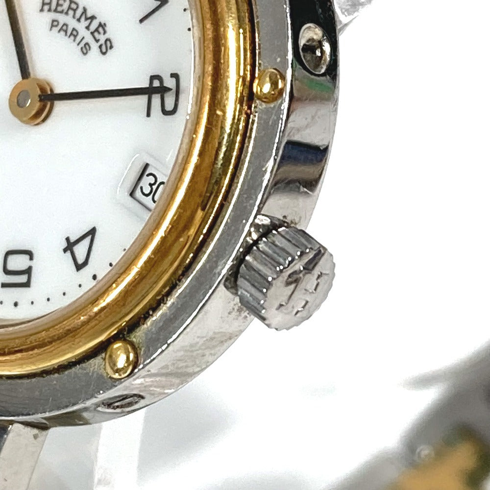 Hermes Watches Quartz Stainless Steel/Gold Plated Silver Vintage Clipper Clipper White Dial