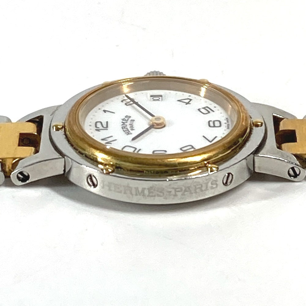 Hermes Watches Quartz Stainless Steel/Gold Plated Silver Vintage Clipper Clipper White Dial