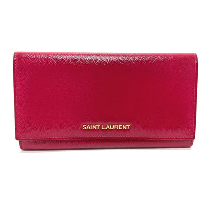 Saint Laurent Paris Long Wallet Purse 340839 Enamel Pink Logo Women