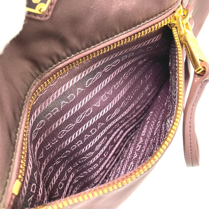 Prada Tote Bag Br4354 Leather / Nylon Purple With Logo Semi-Shoulder Women