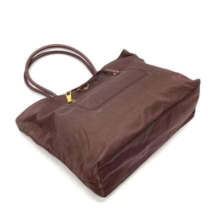 Prada Tote Bag Br4354 Leather / Nylon Purple With Logo Semi-Shoulder Women
