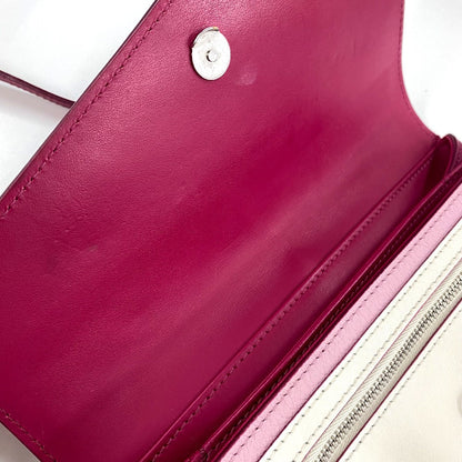 Givenchy Shoulder Bag Leather Pink X White Flap Duet Women
