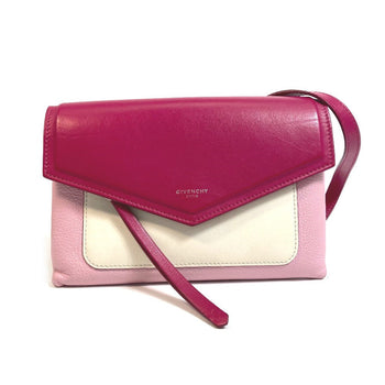 Givenchy Shoulder Bag Leather Pink X White Flap Duet Women