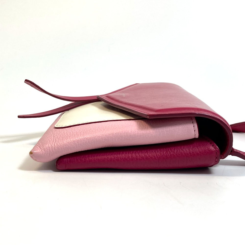 Givenchy Shoulder Bag Leather Pink X White Flap Duet Women