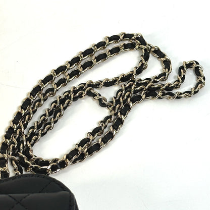 Chanel Wallet Chain Ap2783 Lambskin, Leather Black Coin Case Necklace Coco Mark Cc Neck Strap Mini